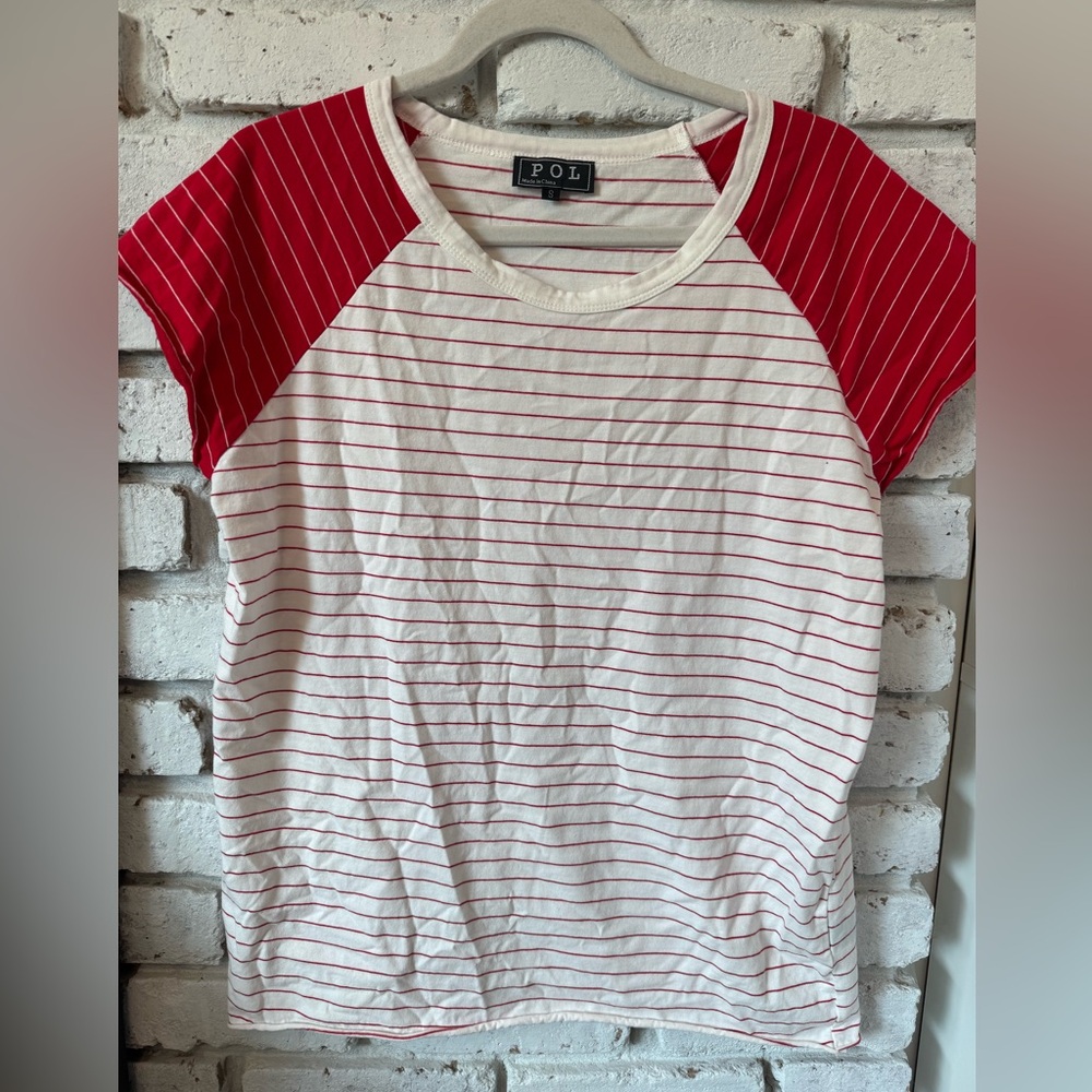 POL Red and White Striped Tee - NWOT
